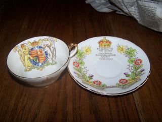 Queen Elizabeth Ii Coronation Cup And Saucer Stanley Hand Painted