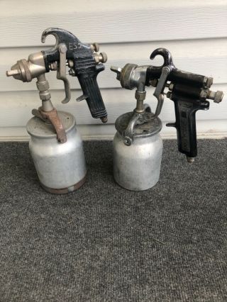 Vintage Binks Model 7 & 18 Spray Guns W/ Cup - Automotive Paint Spray 2 Sprayers