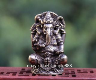 5 Cm Bronze Hindu God Lord Pikanet Ganesha Elephant God Idol Figurine Statue