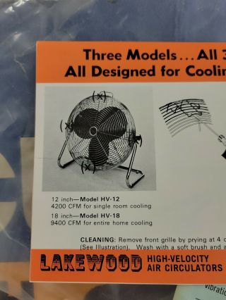 18” Lakewood HV - 18 Vintage Floor Fan 3 - speed Round Metal Blades Tilt 3