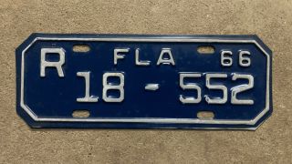 1966 Florida Motorcycle License Plate 18 R 552 Lee County Yom Dmv