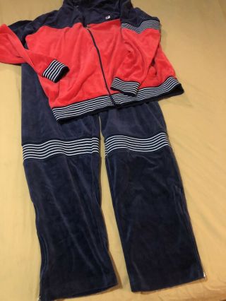 Fila Retro Mens Xxl Velour Pants Track Suit Set Zip Jacket Vintage