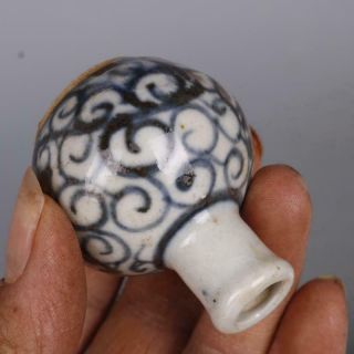 Chinese Blue and White Porcelain Ming Jiajing Red Glaze Lotus Snuff Bottle 1.  97 