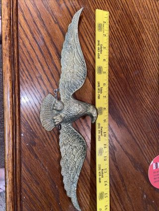Vintage Flying Eagle Solid Brass Wall Decor Hanging Plaque 16” Wingspan