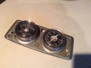 Vintage Airguide Tachometer And Mph Speedometer Set In Chrome Mounting Plate
