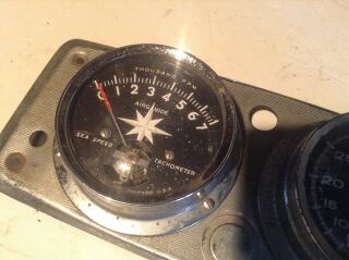 Vintage Airguide Tachometer and MPH Speedometer set in chrome mounting plate 3