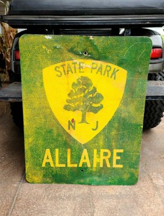 Vintage Allaire State Park Monmouth County Jersey Nj Reflective Road Sign