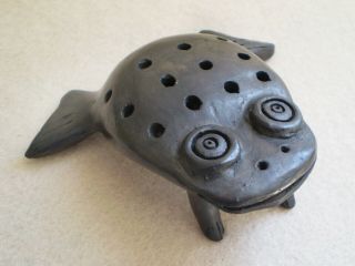Vintage Barro Negro Black Oaxaca Mexico Folk Art Burnished Pottery Frog Figurine