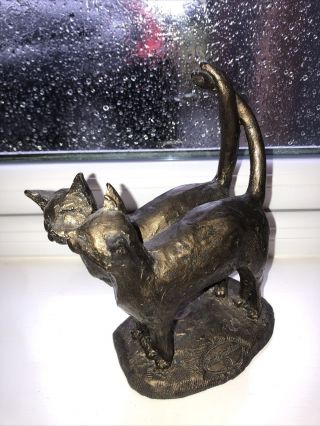 Twos Company Double Cat Sculpture By Paul Jenkins For Frith Uk (s060)