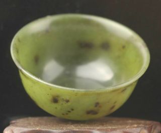 Chinese Natural Green Jade Hand - Carved Statue Tea Cup Brush Washer 2.  1 Inch