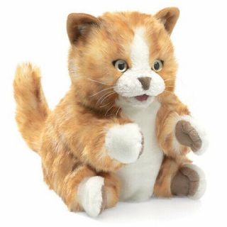 Folkmanis Hand Puppet Soft Plush Toy Orange Tabby Cat Kitten Stuffed Animal