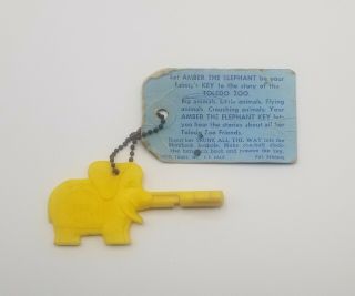 Vintage Yellow Amber The Elephant Toledo Ohio Zoo Key Turnkey Elephant Key