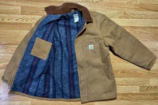 Vintage Carhartt Blanket Lined Duck Canvas Jacket Men’s 44 L Tan Faded Usa Made