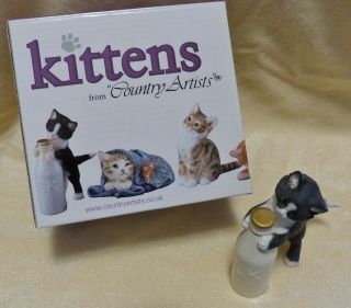 Country Artists Kitten With Milk Bottle 01383 Knick Knack Figurine