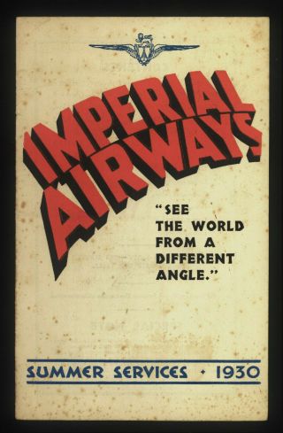 1930 Uk Imperial Airways Summer Services Timetable