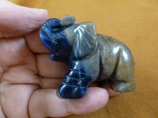 (y - Ele - St - 733) Blue Sodalite Elephant Gemstone Carving Figurine Love Elephants