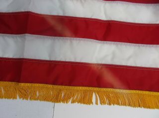 Vintage 50 Star American Flag 3x5 Lustro Nylon Gold Fringe Pole sleeve 2