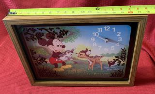 Vintage Walt Disney Welby By Elgin Mickey Mouse Clock W/Bambi Thumper & Flower 3