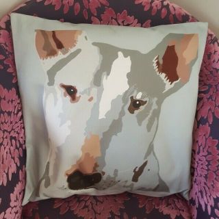 English Bull Terrier Cushion By Betty Boyns Lovely Gift For Home,  Office,  Car