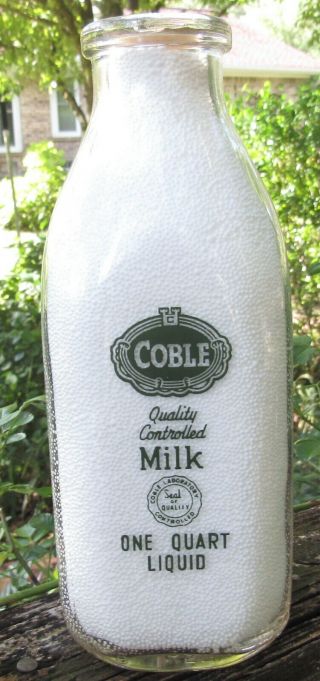 Sc Nc Va Coble Dairy Lexington North Carolina Quart Color Label Milk Bottle