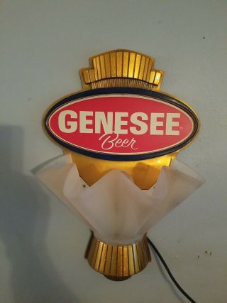 (vtg) 1960s Genesee Beer Light Up Wall Sconce Lamp Sign Rochester Ny