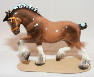 Hagen - Renaker Miniature Ceramic Animal Figure Draft Horse On Base 3127
