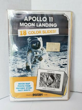 Vintage Finley Holiday Films Apollo 11 Moon Landing 18 Color Slides Fact Sheets