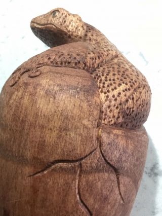 Wooden Gecko.  Sustainable Forestry.  Hand Carved From A Single Piece Of Wood