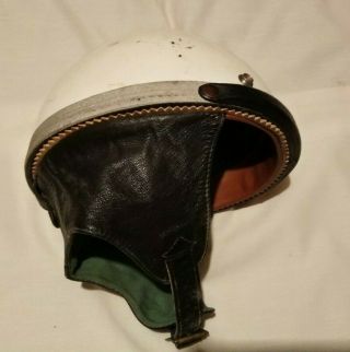 Vintage " Romer Helm " Norm Motorcycle Half Helmet W Leather Ear Flaps