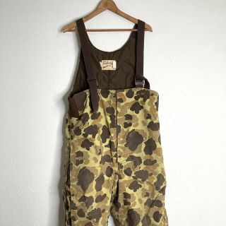 Vtg Cabelas Insulated Gore Tex Duck Camo Hunting Bibs Pants Overalls Mens L Usa