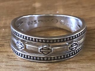 Authentic Sterling Silver Harley Davidson Mod Band Ring Size 8 925 Men Or Womens