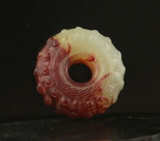 Old China Natural Jade Hand - Carved Statue Of Flower Circle Pendant
