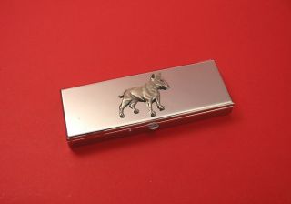 English Bull Terrier Pewter Motif Seven Day Pill Box W/mirror Mother Gift