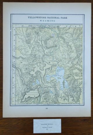 Vintage 1900 Yellowstone National Park Map 11 " X14 " Old Antique Mt Wy