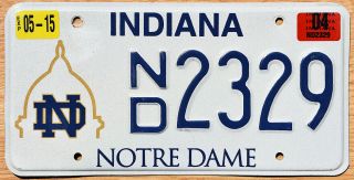 2004 Indiana - Notre Dame University License Plate - Golden Dome Logo