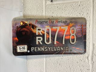 Pennsylvania Preserve Our Heritage License Plate Pa Steam Engine Train Railroad