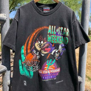 Vtg 90s Taz Looney Tunes 1995 All Star Weekend Phoenix Nba Cartoon T Shirt L