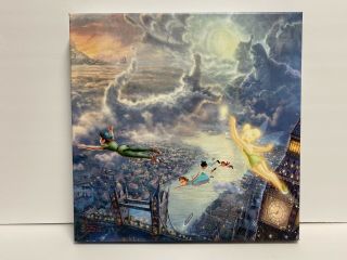 Disney Thomas Kinkade Tinkerbell & Peter Pan Fly To Neverland 14x14 Wrap Canvas