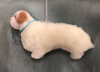 Clumber Spaniel Hanging Dog Decoration With Chain Lead Part Needle Felted