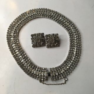 Signed Vintage Weiss Necklace & Earrings Set Very Rare See Photos