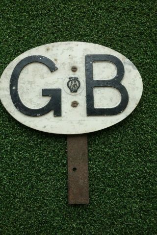 Vintage 1960’s Gb/aa 7 Inch Pressed Touring Badge And Bracket