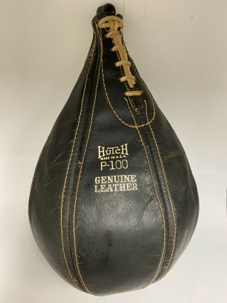 Vintage Hutch P - 100 Boxing Punching Black Leather Speed Bag Made In Usa - Rare