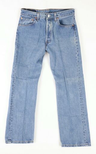 Vintage Levis 501 Button Fly Distressed Blue Jeans Fits 30x29 Made In Usa