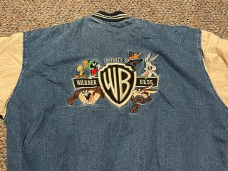 Looney Tunes Vintage Warner Bros Studio Store Varsity Denim Jacket L 90s Daffy