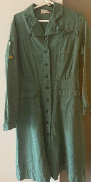 Vintage Girl Scout Of America Official Uniform Dress W Patches 1950s Appleton