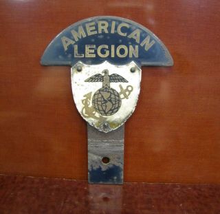 Vtg United States Marine Corps/Navy American Legion License Plate topper.  WWII? 2