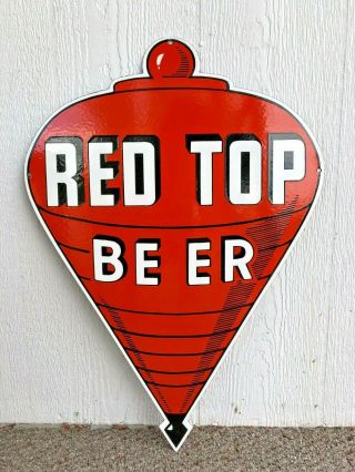 Vintage Large Red Top Cincinnati Beer 24x17 " Porcelain Enamel Sign Gas Oil Pump
