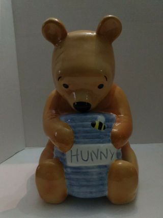 Walt Disney Treasure Craft Winnie The Pooh Bear With His Hunny Pot Cookie Jar.