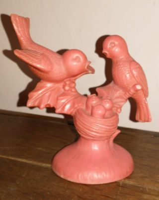 Vintage Santini Sculptor Classic Figure - Alabaster - Coral Colored Birds
