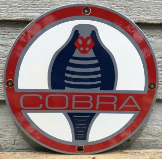 Vintage Ford Motor Co Porcelain Cobra Sales Service Gas Dealership Dealer Sign